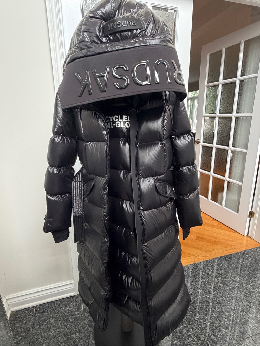 Like NEW XL RUDSAK Halia Maxi Semi Gloss down puffer with detachable logo hood.